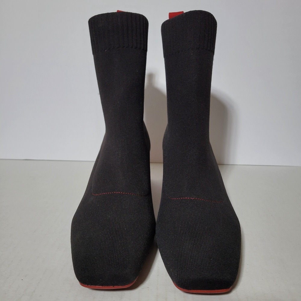Vivaia Regina Pro Square Toe Heeled Boots Red Block Heel Black Sz 41.5 Sz 10 - Picture 5 of 7